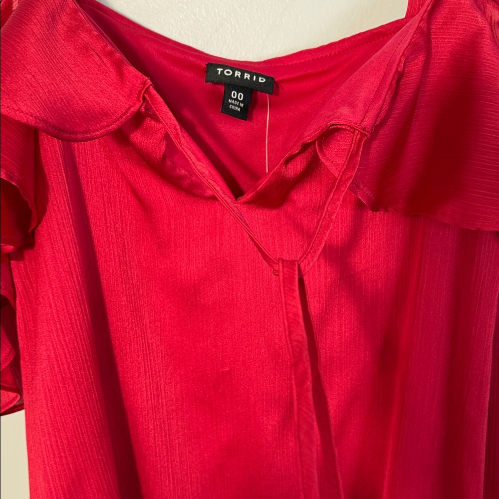 torrid Red Off-Shoulder Ruffle Tank Top - Picture 7 of 12